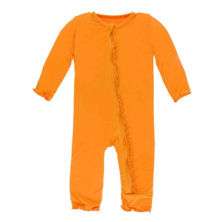 Solid Bamboo Muffin Ruffle Coverall with Zipper - Apricot KicKee Pants