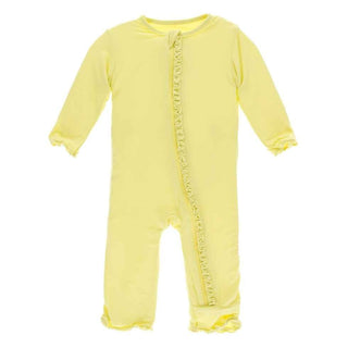 KicKee Pants Solid Muffin Ruffle Coverall with Zipper - Lime Blossom