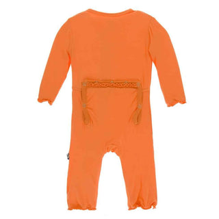 KicKee Pants Solid Muffin Ruffle Coverall with Zipper - Nectarine