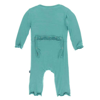 Solid Bamboo Muffin Ruffle Coverall with Zipper - Neptune KicKee Pants