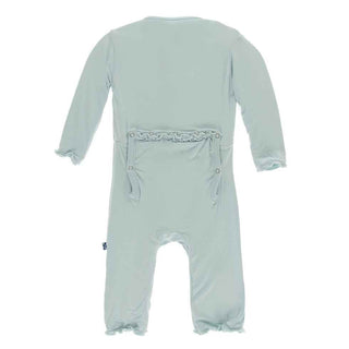 KicKee Pants Solid Muffin Ruffle Coverall with Zipper - Spring Sky