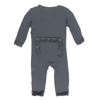 Solid Bamboo Muffin Ruffle Coverall with Zipper - Stone KicKee Pants