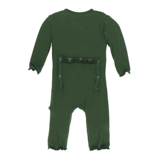 KicKee Pants Solid Muffin Ruffle Coverall with Zipper - Topiary