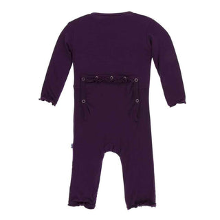 Solid Bamboo Muffin Ruffle Coverall with Zipper - Wine Grapes KicKee Pants