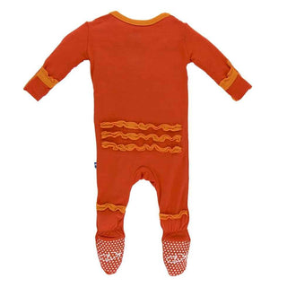 Solid Bamboo Muffin Ruffle Footie with Snaps, Poppy with Sunset Baby & Toddler Sleepwear