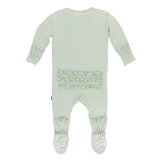 Solid Bamboo Muffin Ruffle Footie with Snaps - Aloe Baby & Toddler Sleepwear