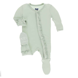 Solid Bamboo Muffin Ruffle Footie with Snaps - Aloe Baby & Toddler Sleepwear