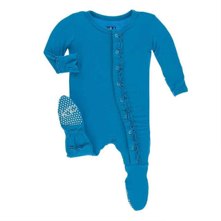 Solid Bamboo Muffin Ruffle Footie with Snaps - Amazon KicKee Pants