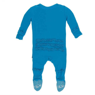 Solid Bamboo Muffin Ruffle Footie with Snaps - Amazon KicKee Pants