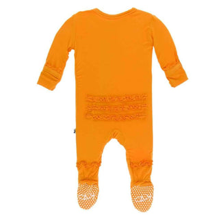 Solid Bamboo Muffin Ruffle Footie with Snaps - Apricot KicKee Pants