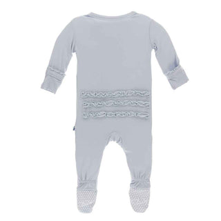 Solid Bamboo Muffin Ruffle Footie with Snaps - Dew Baby & Toddler Sleepwear