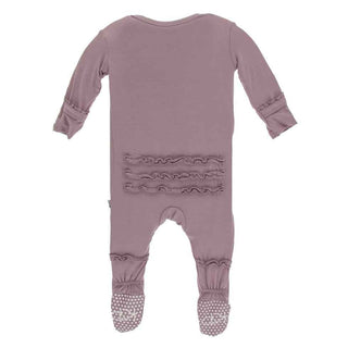 Solid Bamboo Muffin Ruffle Footie with Snaps - Elderberry Baby & Toddler Sleepwear