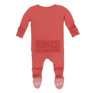 KicKee Pants Solid Muffin Ruffle Footie with Snaps - English Rose