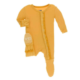 Solid Bamboo Muffin Ruffle Footie with Snaps - Marigold Baby & Toddler Sleepwear