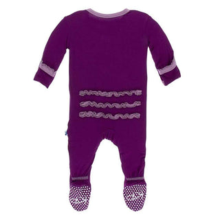 Solid Bamboo Muffin Ruffle Footie with Snaps - Melody with Pegasus KicKee Pants