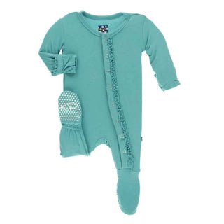 Solid Bamboo Muffin Ruffle Footie with Snaps - Neptune Baby & Toddler Sleepwear