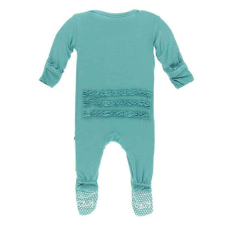 Solid Bamboo Muffin Ruffle Footie with Snaps - Neptune KicKee Pants