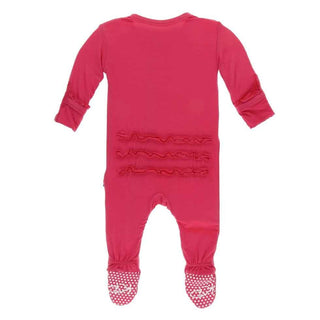 Solid Bamboo Muffin Ruffle Footie with Snaps - Red Ginger KicKee Pants