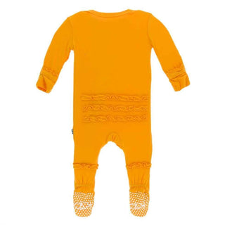 Solid Bamboo Muffin Ruffle Footie with Snaps - Tamarin KicKee Pants