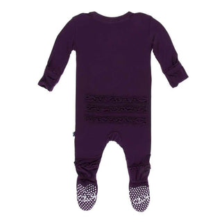 Solid Bamboo Muffin Ruffle Footie with Snaps - Wine Grapes Baby & Toddler Sleepwear