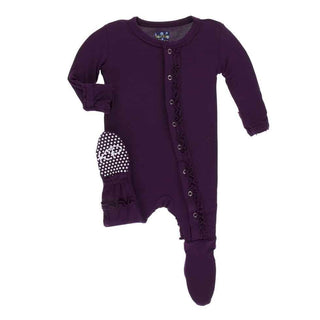 Solid Bamboo Muffin Ruffle Footie with Snaps - Wine Grapes Baby & Toddler Sleepwear