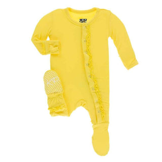 Solid Bamboo Muffin Ruffle Footie with Snaps - Zest KicKee Pants