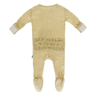 KicKee Pants Solid Muffin Ruffle Footie with Zipper EH - Rich Gold