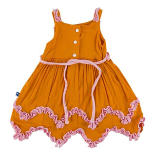 Solid Bamboo Ruffle Dress Romper Lotus with Sunset with Lotus Baby & Toddler Dresses