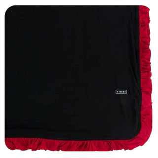 Solid Bamboo Ruffle Toddler Blanket - Midnight with Crimson, One Size WC20 Swaddling & Receiving Blankets