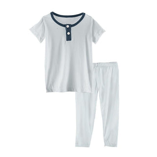 Solid Bamboo Short Sleeve Henley Pajama Set - Fresh Air with Deep Sea (SP21) Baby & Toddler Sleepwear