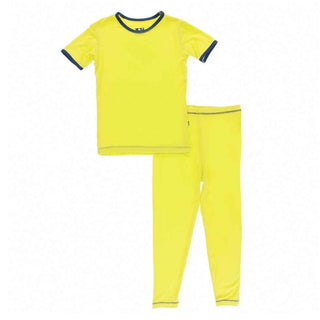 Solid Bamboo Short Sleeve Pajama Set - Banana with Flag Blue Baby & Toddler Sleepwear