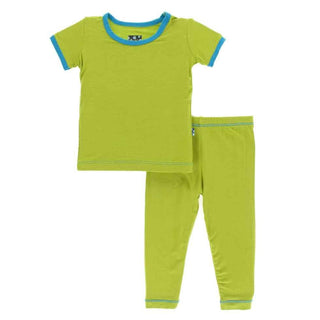 Solid Bamboo Short Sleeve Pajama Set, Meadow with Amazon KicKee Pants