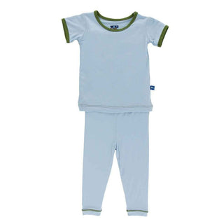 Solid Bamboo Short Sleeve Pajama Set, Pond with Moss KicKee Pants