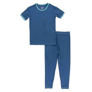 Solid Bamboo Short Sleeve Pajama Set - Twilight with Neptune Baby & Toddler Sleepwear