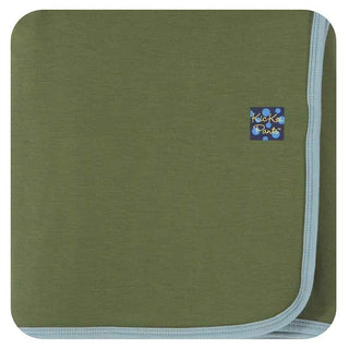 Swaddling Blanket - Moss w/ Contrast Trim Swaddling Blankets