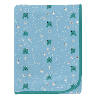 Kickee Pants Swaddling Blanket - Seaside Blue Frogs & Flies | Baby Riddle