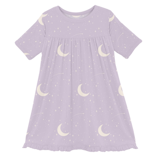 Kickee Pants Classic Short Sleeve Swing Dress - Thistle Starry Sky & Moon | Baby Riddle