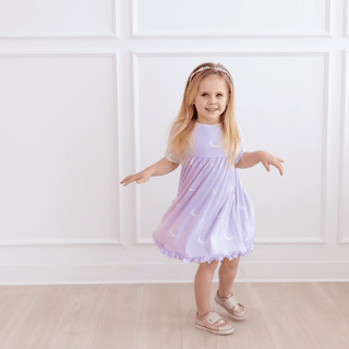 Kickee Pants Classic Short Sleeve Swing Dress - Thistle Starry Sky & Moon | Baby Riddle