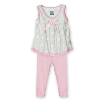 Girl's Bamboo Swing Tank Outfit Set, Aloe Sunshine KicKee Pants