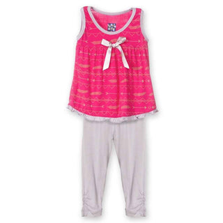 Girl's Bamboo Swing Tank Outfit Set, Prickly Pear Southwest KicKee Pants