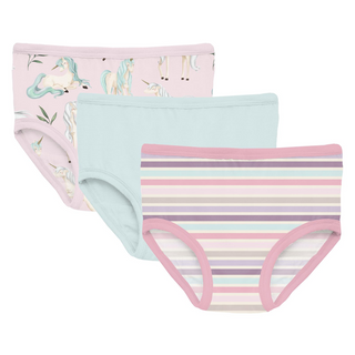 Kickee Pants Underwear (Set of 3) - Shrinking Violet Sleeping Unicorns, Fresh Air & Ice Cream Stripe | Baby Riddle