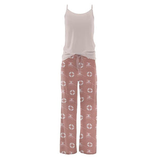 Women's Cami and Print Bamboo Lounge Pants Pajama Set - Antique Pink Lifeguard Pajamas