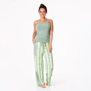 Women's Cami and Print Bamboo Lounge Pants Pajama Set - Football Pajamas