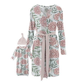 Women's Print Bamboo Maternity/Nursing Robe & Layette Gown Set - Fresh Air Florist Robes