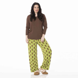 KicKee Pants Womens Long Sleeve Loosey Goosey Tee and Pajama Pants Set - Meadow Bad Moose | Stylish Sleepies offer designs that make bedtime beautiful.