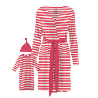 Women's Bamboo Maternity/Nursing Robe & Layette Gown Set - Hopscotch Stripe Robes