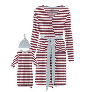 Women's Bamboo Maternity/Nursing Robe & Layette Gown Set - Playground Stripe Robes