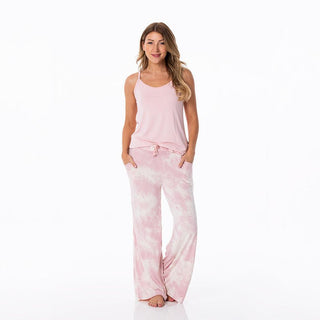 Women's Print Bamboo Cami and Lounge Pants Pajama Set - Baby Rose Tie Dye Pajamas