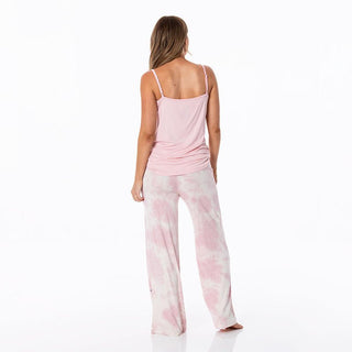 Women's Print Bamboo Cami and Lounge Pants Pajama Set - Baby Rose Tie Dye KicKee Pants