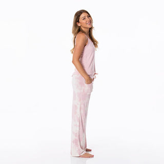 Women's Print Bamboo Cami and Lounge Pants Pajama Set - Baby Rose Tie Dye KicKee Pants